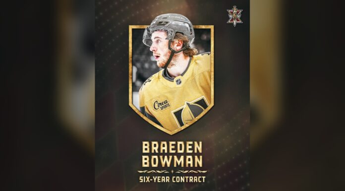 Braeden Bowman Signing: Golden Knights Lock Up Undrafted Winger Braeden Bowman Golden Knights six-year contract extension announcement