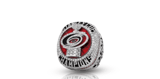 Hurricanes Unveil Stanley Cup Championship Ring Carolina Hurricanes 2026 Stanley Cup championship ring with diamonds and rubies