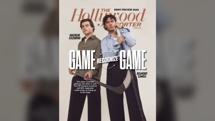 Macklin Celebrini Belmont Cameli Hollywood Reporter cover 2026 Macklin Celebrini and Belmont Cameli on The Hollywood Reporter Sports Issue cover