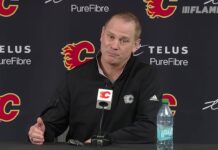Calgary Flames general manager Craig Conroy speaks to the media about Jonathan Huberdeau injury recovery