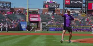 Devon Toews First Pitch: Avalanche D-Man Deals a Strike Avalanche defenseman Devon Toews throws out the ceremonial first pitch at Coors Field