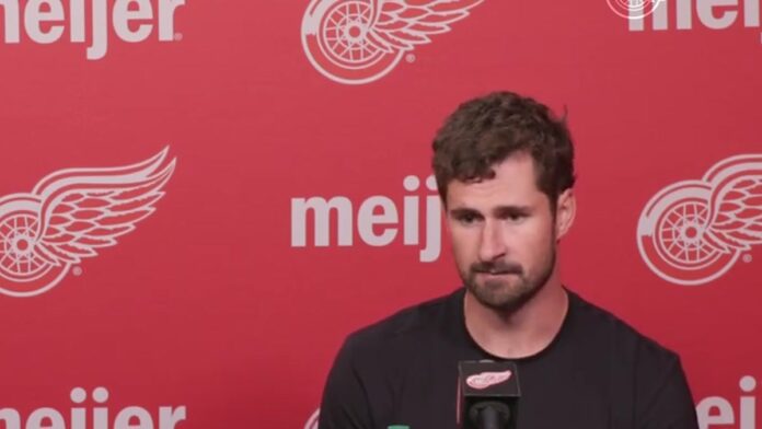 Dylan Larkin Red Wings trade request media availability September 2026 Dylan Larkin speaks at Detroit Red Wings training camp media availability about his trade request
