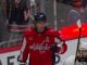Jordan Kyrou Scores First Capitals Goal in OT Win Dylan Strome celebrates a goal for the Washington Capitals in a red home jersey against the Boston Bruins