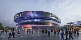 Flyers New Arena: First Look at the Spectrum Site Rebuild Exterior rendering of the new Philadelphia Flyers and 76ers arena on the old Spectrum grounds, set to open in 2030