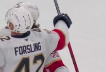 Forsling Overtime Winner Spoils Hurricanes’ Banner Night Gustav Forsling celebrates overtime winner for Florida Panthers against Carolina Hurricanes in 2026-27 season opener