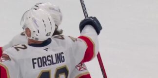 Forsling Overtime Winner Spoils Hurricanes’ Banner Night Gustav Forsling celebrates overtime winner for Florida Panthers against Carolina Hurricanes in 2026-27 season opener