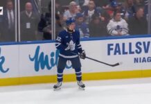 Gavin McKenna Notches First NHL Point in Leafs Win Gavin McKenna Toronto Maple Leafs jersey number 92 skating vs Ottawa Senators preseason