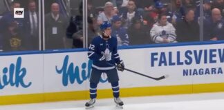 Gavin McKenna Notches First NHL Point in Leafs Win Gavin McKenna Toronto Maple Leafs jersey number 92 skating vs Ottawa Senators preseason