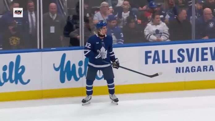 Gavin McKenna Maple Leafs first point vs Senators September 2026 Gavin McKenna Toronto Maple Leafs jersey number 92 skating vs Ottawa Senators preseason