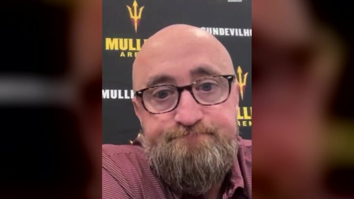 Greg Powers ASU administrative leave Arizona State hockey coach Greg Powers at NCHC media day before being placed on administrative leave