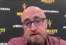 ASU Players Ask School to Put Greg Powers on Leave Arizona State hockey coach Greg Powers at NCHC media day at Mullett Arena