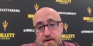 ASU Players Ask School to Put Greg Powers on Leave Arizona State hockey coach Greg Powers at NCHC media day at Mullett Arena