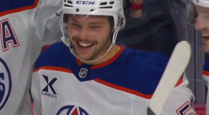 Isaac Howard Lineup: Oilers Urged to Play Him With Draisaitl Isaac Howard celebrates his first NHL goal on the Edmonton Oilers bench