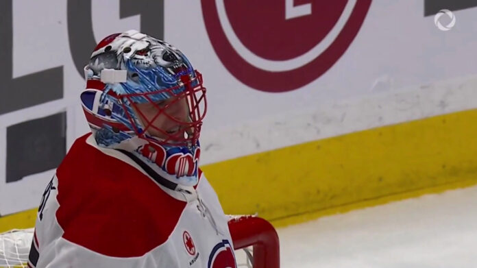 Jakub Dobes Canadiens Maple Leafs season opener Jakub Dobes Montreal Canadiens goalie after 3-2 win over Toronto Maple Leafs in season opener