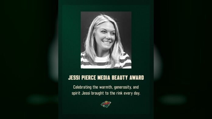 Jessi Pierce Media Beauty Award Minnesota Wild Minnesota Wild Jessi Pierce Media Beauty Award graphic honoring the late NHL.com reporter
