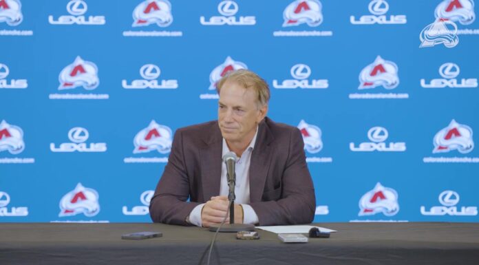 Joe Sakic Staying On as Avalanche GM, No Search Planned Joe Sakic speaks at a Colorado Avalanche press conference as general manager