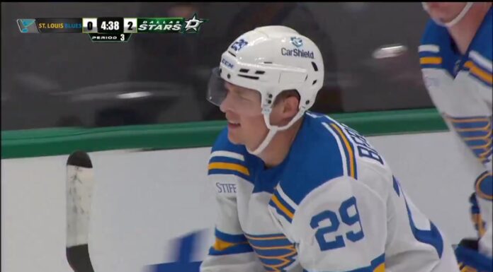 Blues Trade Rumors: Friedman Says They Have Depth to Spare St. Louis Blues forward Jonatan Berggren on the bench during a preseason game in Dallas