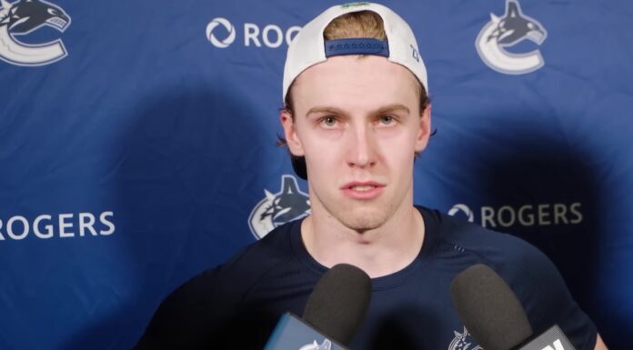 Lekkerimaki Contract Year: ‘Not Big Enough or Fast Enough’ Jonathan Lekkerimaki speaks to media after a Vancouver Canucks game during the 2025-26 season