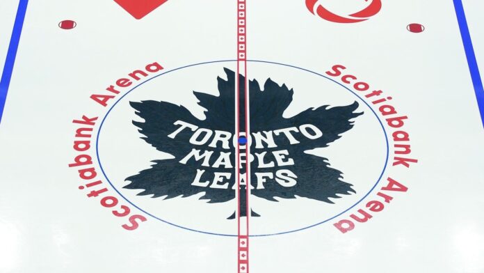 Toronto Maple Leafs new centre ice logo 2026-27 Scotiabank Arena Toronto Maple Leafs new centre ice logo featuring the original 1927 crest at Scotiabank Arena for the 2026-27 season