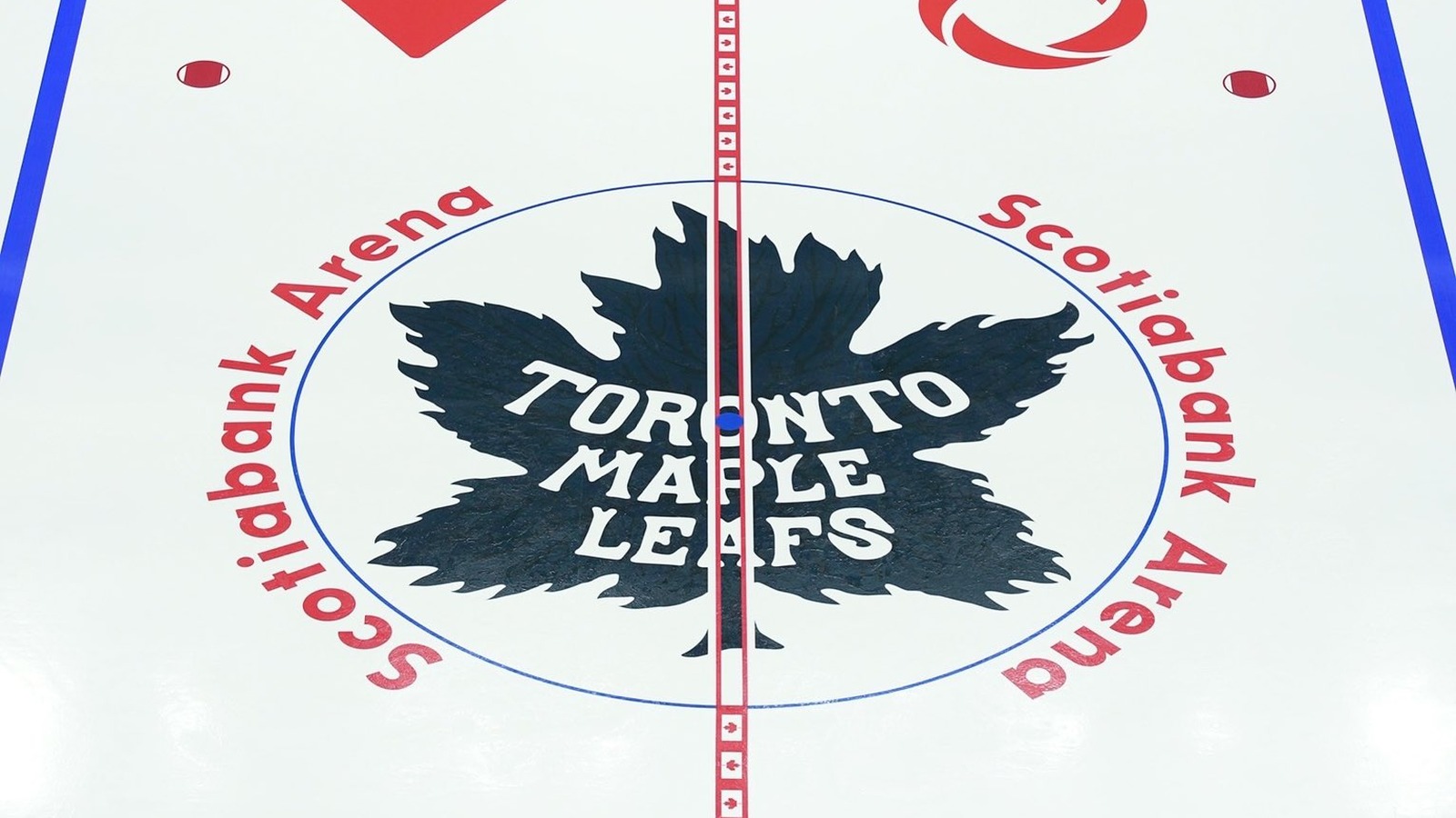 Toronto Maple Leafs 1927 crest at centre ice at Scotiabank Arena for the 2026-27 season