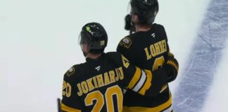 Bruins Trade Rumors: Jokiharju Available Alongside Lohrei Boston Bruins defensemen Mason Lohrei and Henri Jokiharju celebrate a goal during the 2025-26 NHL season
