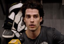 Luke Evangelista Trade: Devils Land 56-Point Winger Luke Evangelista speaks to media before a Nashville Predators game before his trade to the New Jersey Devils