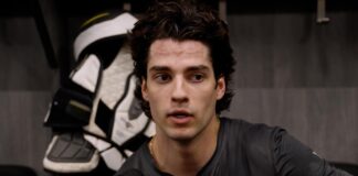 Luke Evangelista Trade: Devils Land 56-Point Winger Luke Evangelista speaks to media before a Nashville Predators game before his trade to the New Jersey Devils