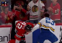 Mailloux Injury: Blues D-Man Hurt in Fight With Blackhawks Logan Mailloux fights Cole Smith during Blues-Blackhawks preseason finale