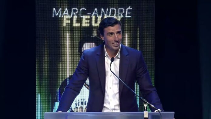 Marc-Andre Fleury QMJHL Hall of Fame induction speech Marc-Andre Fleury speaks at the podium during his QMJHL Hall of Fame induction in Quebec City