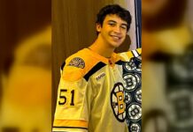 Matthew Poitras Injury: Bruins Place Him on IR Matthew Poitras poses in a Boston Bruins jersey