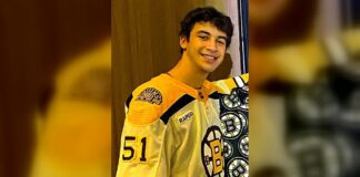 Matthew Poitras Injury: Bruins Place Him on IR Matthew Poitras poses in a Boston Bruins jersey