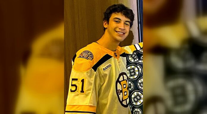 Matthew Poitras Injury: Bruins Place Him on IR Matthew Poitras poses in a Boston Bruins jersey