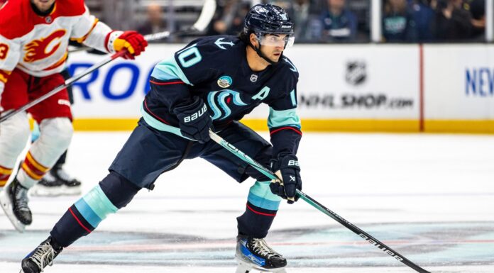Beniers on Robertson Trade Snub: ‘We Don’t Want You, Anyway’ Matty Beniers skates with the puck for the Seattle Kraken against the Calgary Flames