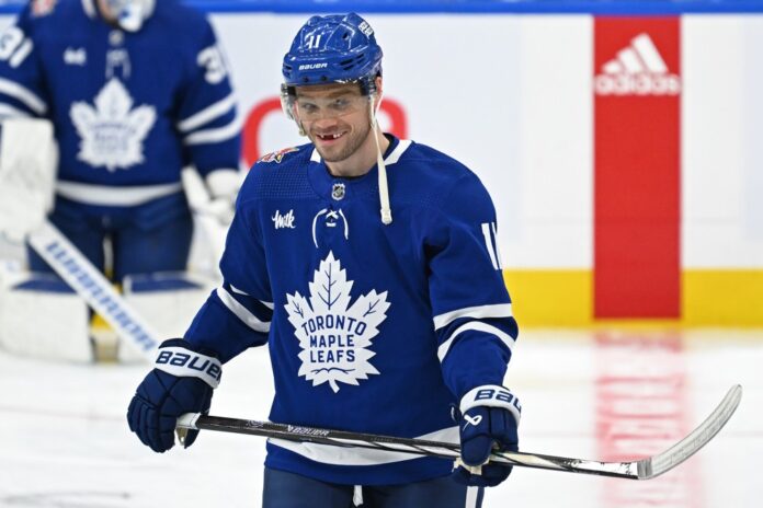Max Domi Maple Leafs injury update Chayka Max Domi of the Toronto Maple Leafs during warmups before the latest injury update from GM John Chayka