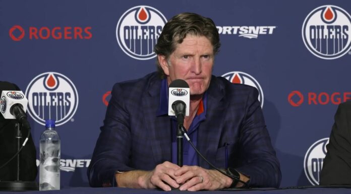 Babcock Contract: Oilers Gave Him Three Years Plus an Option Mike Babcock speaks at his introductory press conference as Edmonton Oilers head coach