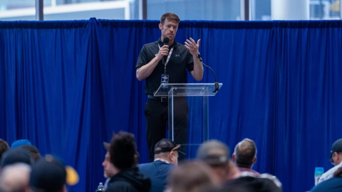 mike-condon-goaltending-symposium Mike Condon speaks at the 2026 National Goaltending Symposium in Boston