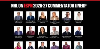 NHL on ESPN Announcers: 2026-27 Broadcast Lineup Revealed NHL on ESPN 2026-27 commentator lineup graphic featuring Sean McDonough, Steve Levy, Mark Messier, P.K. Subban, T.J. Oshie, Emily Kaplan and Ray Ferraro