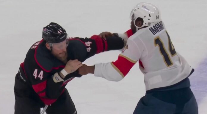 Deslauriers Hot Mic: Canes Enforcer Chirps Imama After Fight Hurricanes forward Nic Deslauriers fights Panthers forward Boko Imama in the first fight of the 2026-27 NHL season