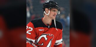 Nick Bjugstad Injury: Devils Forward Out Four to Six Months New Jersey Devils forward Nick Bjugstad in a red Devils jersey during warmups