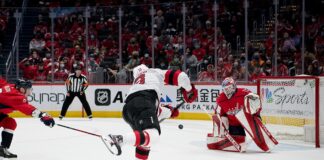 Hischier Extension: Why He Passed on 2027 Free Agency Nico Hischier of the New Jersey Devils shoots the puck past Capitals goalie Ilya Samsonov