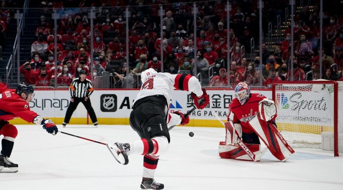 Hischier Extension: Why He Passed on 2027 Free Agency Nico Hischier of the New Jersey Devils shoots the puck past Capitals goalie Ilya Samsonov
