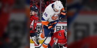 Oliver Wahlstrom Signing: Former 11th Pick Heads to Sweden New York Islanders right wing Oliver Wahlstrom jumps in front of the net against the Washington Capitals