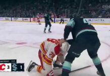 Ottavainen Suspension Buzz After Kraken Coach Defends Punches Ville Ottavainen grabs Brennan Othmann during Kraken-Flames preseason fight