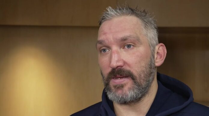 Alex Ovechkin speaks to media after Capitals practice about his lower-body injury and season opener vs Hurricanes