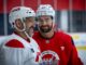 Ovechkin New Stick: ‘MVO’ Honors His Late Father Alex Ovechkin smiles alongside Tom Wilson at the Capitals informal skate before 2026-27 training camp