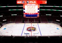 Panthers Center Ice Logo: The Stanley Cup Design Is Gone Amerant Bank Arena ice with the Florida Panthers new center ice logo for the 2026-27 season