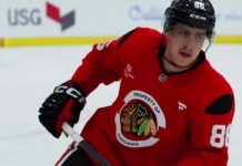 Patrick Kane: ‘A Lot Left on the Table’ at Blackhawks Camp Patrick Kane skates in a Chicago Blackhawks practice jersey on the first day of training camp in September 2026