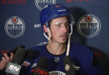 Nugent-Hopkins Injury: Babcock Says Day-to-Day Means Two Weeks Ryan Nugent-Hopkins Edmonton Oilers media scrum