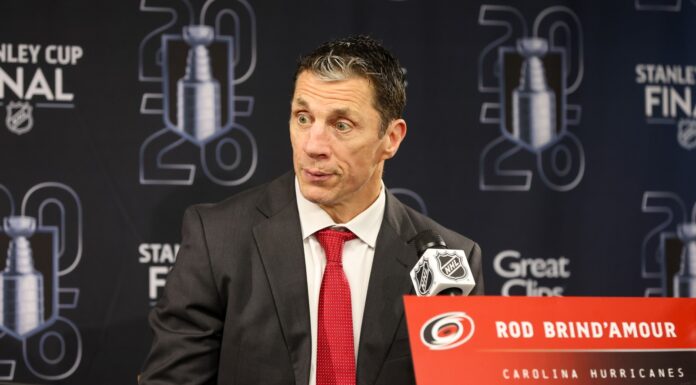 Brind’Amour on NHL Preseason: ‘Go to 86 Games and Zero’ Carolina Hurricanes head coach Rod Brind Amour speaks to the media at Lenovo Center in Raleigh