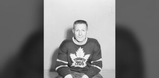 Ron Hurst Dies at 95, the Oldest Living Maple Leaf Ron Hurst poses in a Toronto Maple Leafs sweater during his NHL career in the 1950s
